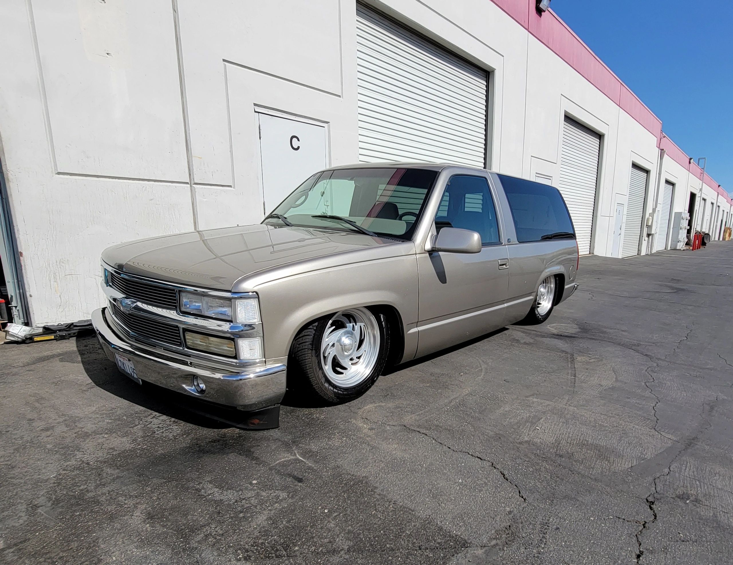 Bagged Chevy Tahoe air ride suspension by Ikon Industries Ontario CA